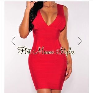 red bandage dress